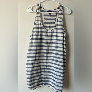 J. Crew white and gray striped long tank top.